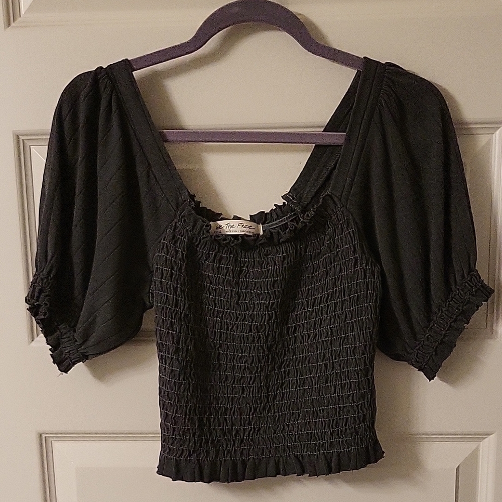 Women's Charcoal Smocked Top